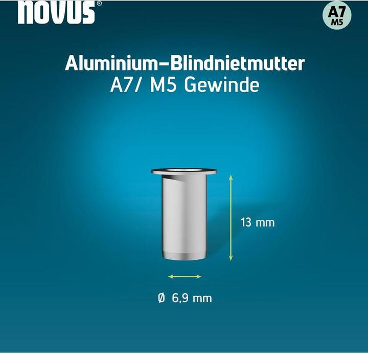 Immagine prodotto Novus Nietmutter A7 M5, L: 11.5 mm Alu