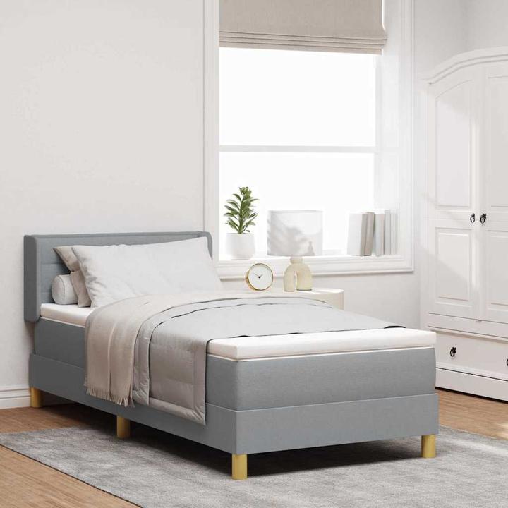 Image du produit vidaXL Boxspringbett Mit Matratze Stoff Hellgrau (90 x 200 cm)