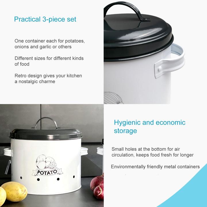 Actual product image Intirilife Set of 3 Food Storage Tins Storage Tins with Lids