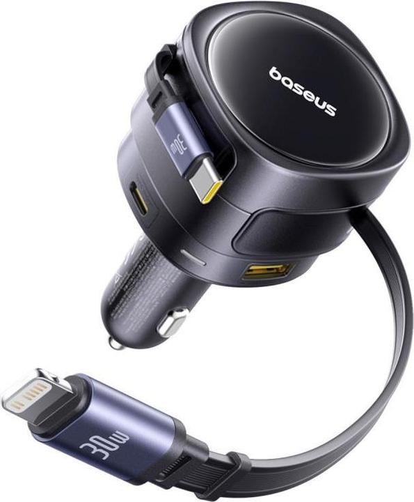 Productafbeelding Baseus Enjoyment Max Car Charger C+L Cables & U+C Ports 90W Cosmic Black