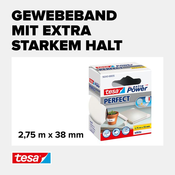 Actual product image tesa EXTRA POWER PERFECT fabric tape, fabric-reinforced duct tape (38 mm)