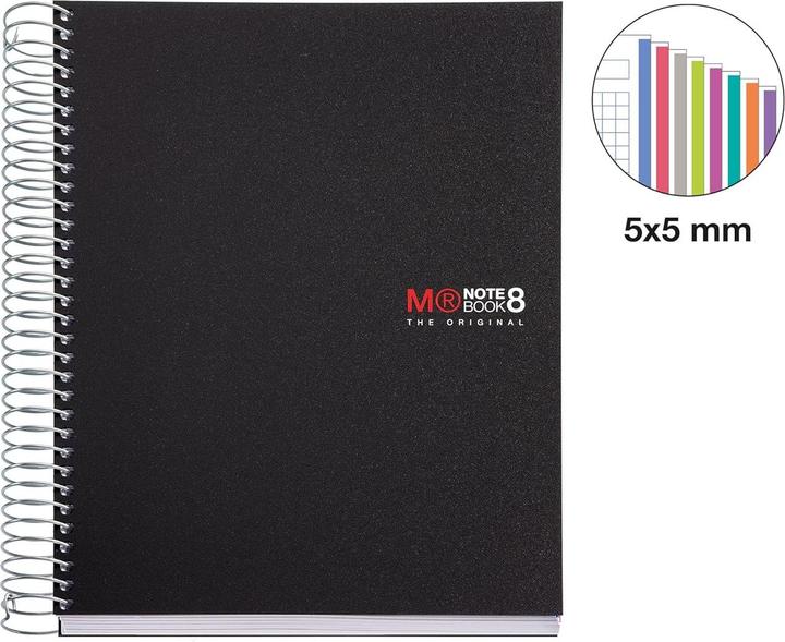 Immagine prodotto Miquelrius Notizbuch 8 A5 5x5 kariert, schwarz (A5, Quadretti)