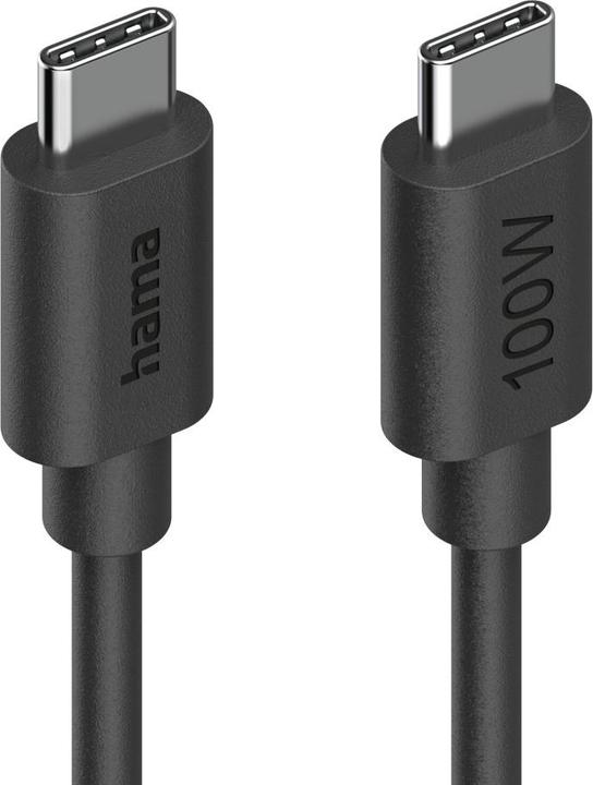 Produktbild Hama USB-Kabel, USB-C - USB-C, 100W, 1,2 m, Schwarz (1.20 m, USB 2.0, 100 W)