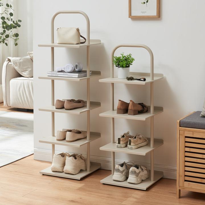 Produktbild En.Casa Schuhregal Poytya Stahl 96x34x32 cm Champagne