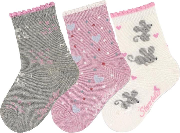 Immagine prodotto Sterntaler Calzini 3 Pack Gatto, Cuore e Topo (confezione da 3, 19 - 22)