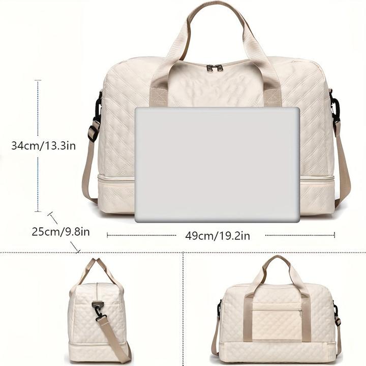 Actual product image Only-Bags.Store Lightweight Argyle Pattern Luggage Bag, Large Capacity Travel Duffle Bag, Portable Overnight