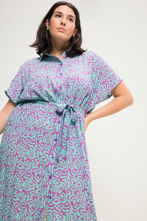 Produktbild Studio Untold Hemdblusen-Midikleid, oversized, zweifarbiger Print, Bindegürtel (54)