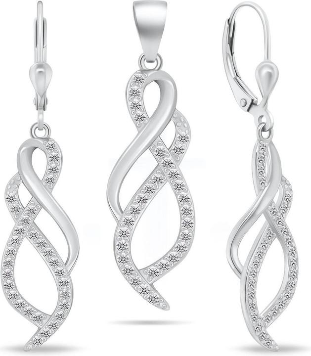 Immagine prodotto Brilio Argento - Set di gioielli in argento lucido con zirconi SET222W (orecchini. ciondolo)