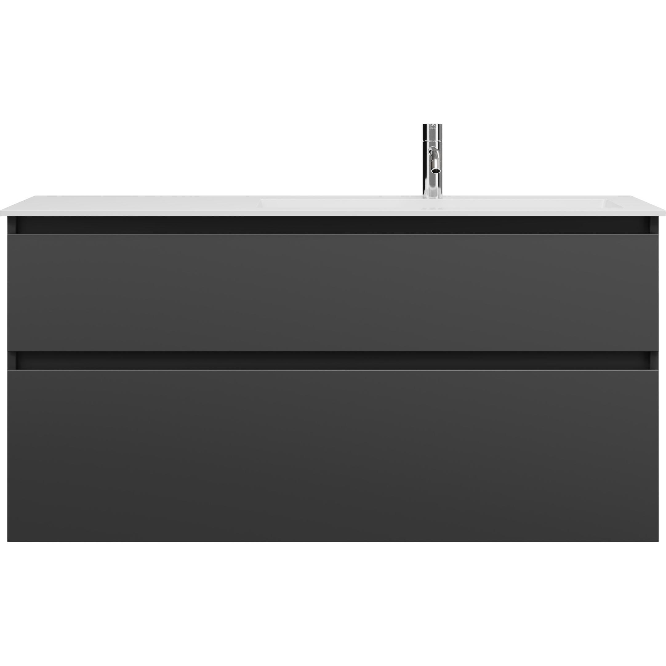 burgbad, Badmöbelset, Lin20 Mineralguss-Waschtisch Farbe Weiss Glänzend rechtsbündig inklusive Waschtischuntersc