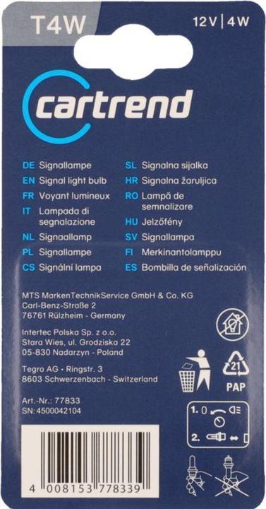 Nährwerte und Zutaten Unitec Standard Leuchtmittel (T4W)