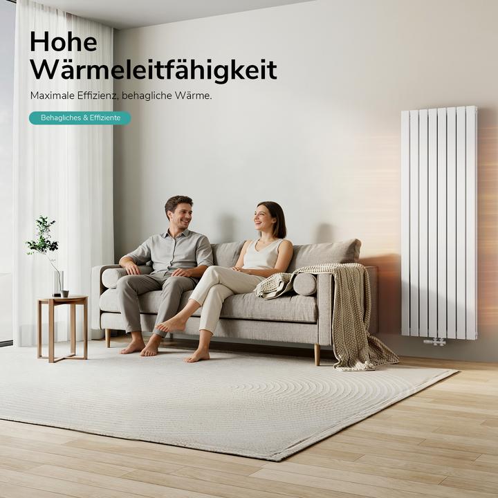 Produktbild Emke Heizkörper, Flachheizkörper mit Zentralanschluss, Weiss 180x62cm 2227W Doppellagig (2227 W)