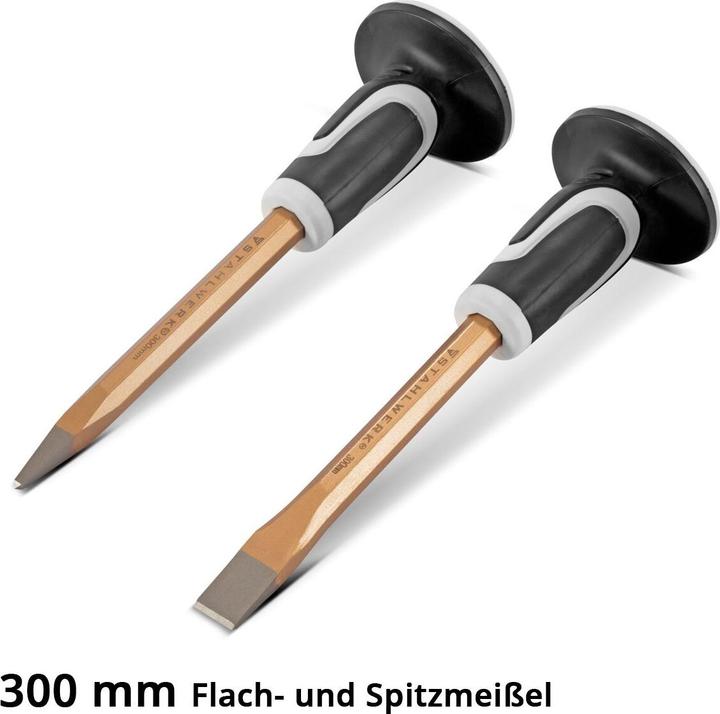 Produktbild Stahlwerk Flachmeissel / Spitzmeissel 2er Set Gold 300 mm Handmeissel