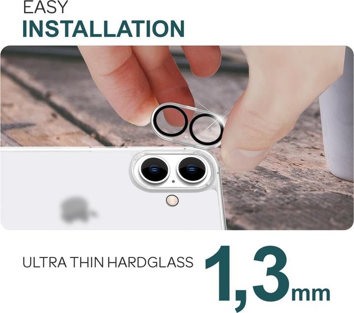 Actual product image Nalia 2x camera protection glass (2 Piece, Apple iPhone 16 Plus)