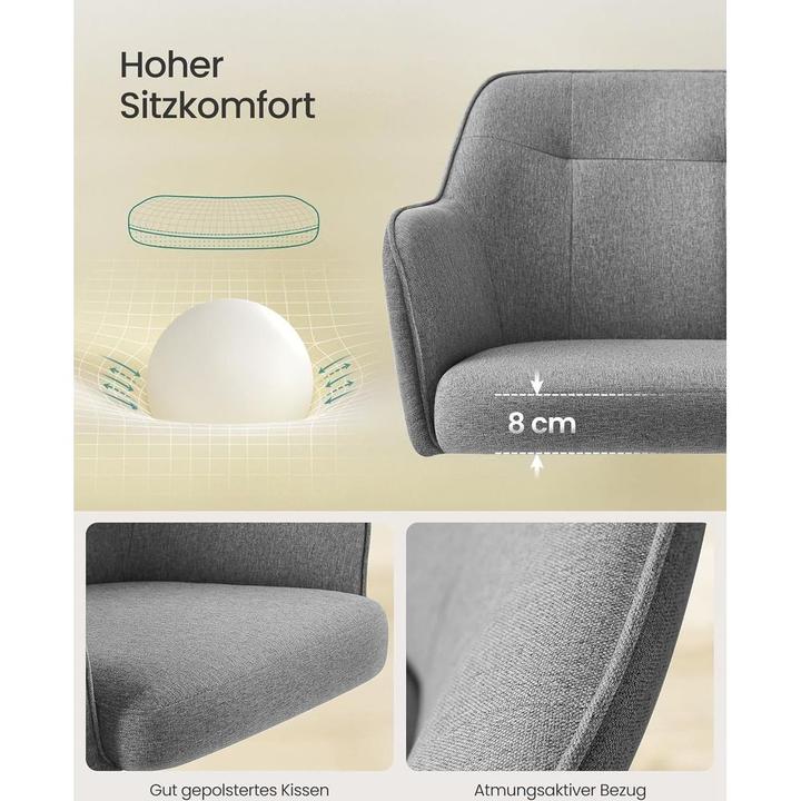 Produktbild Songmics Bürostuhl, OBG019G01V1 Stoff grau, Gestell silber (45 - 55 cm)
