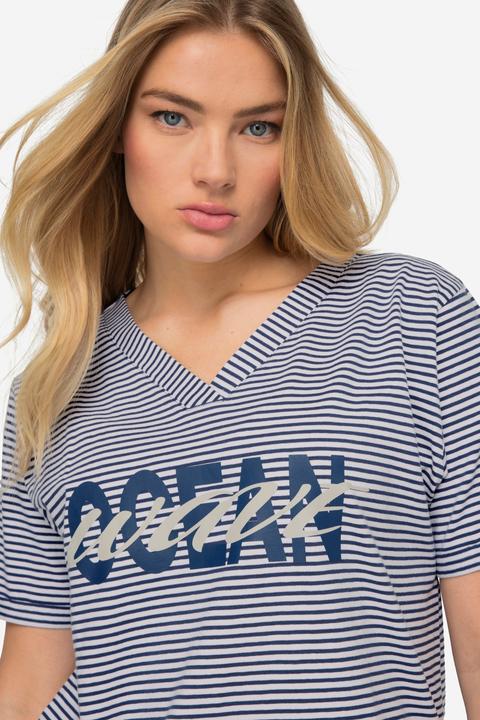 Immagine prodotto Laurasøn T-shirt con righe, scollo a V, maniche corte e OEKO-TEX Made in Green (L)