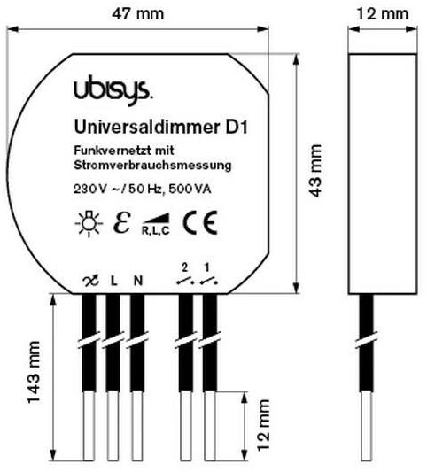 Actual product image Ubisys Universal dimmer D1 ZigBee 3.0 (Dimming actuator)