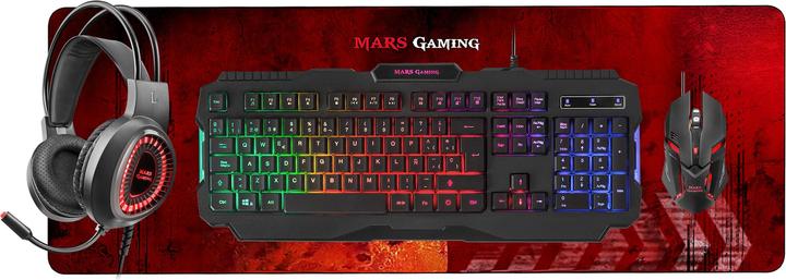 Image du produit Mars Gaming Pack 4 En 1 Gamer (Clavier/Souris/Casque/Tapis) Mcprgb2 RGB (Noir) (FR, Filaire)