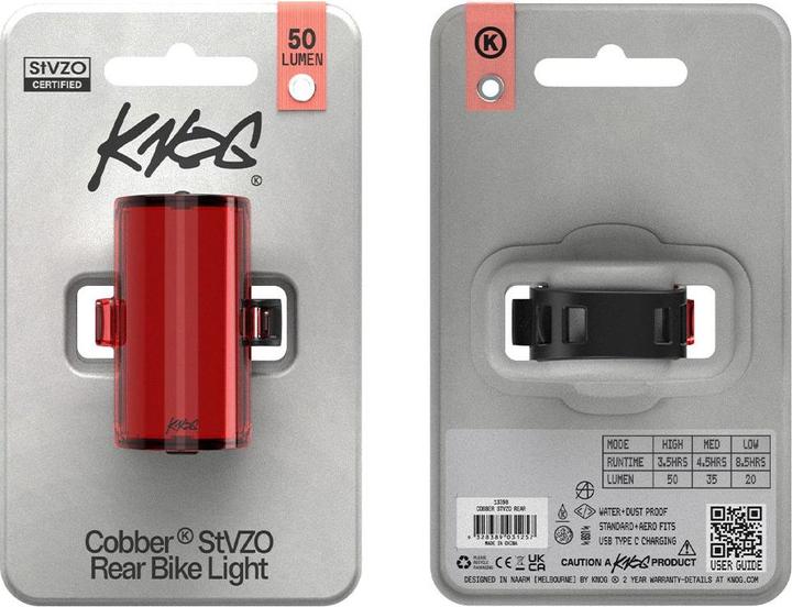 Produktbild knog. Cobber Fahrradlampe, StVZO, rote LED, black (50 Lumen) (50 lm)