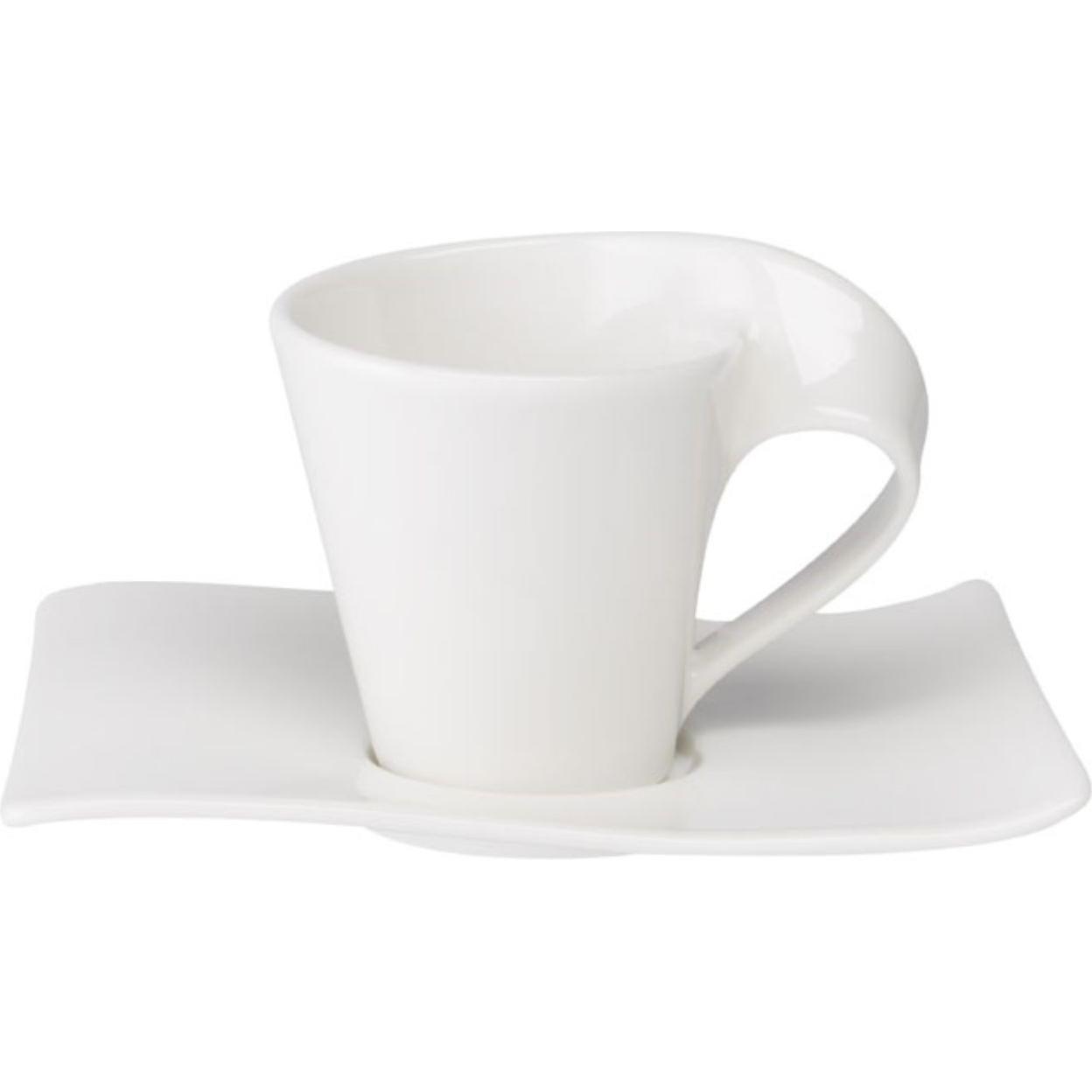 Villeroy & Boch Tazza da caffè New Wave con piattino 2 pezzi., Tazza, Bianco