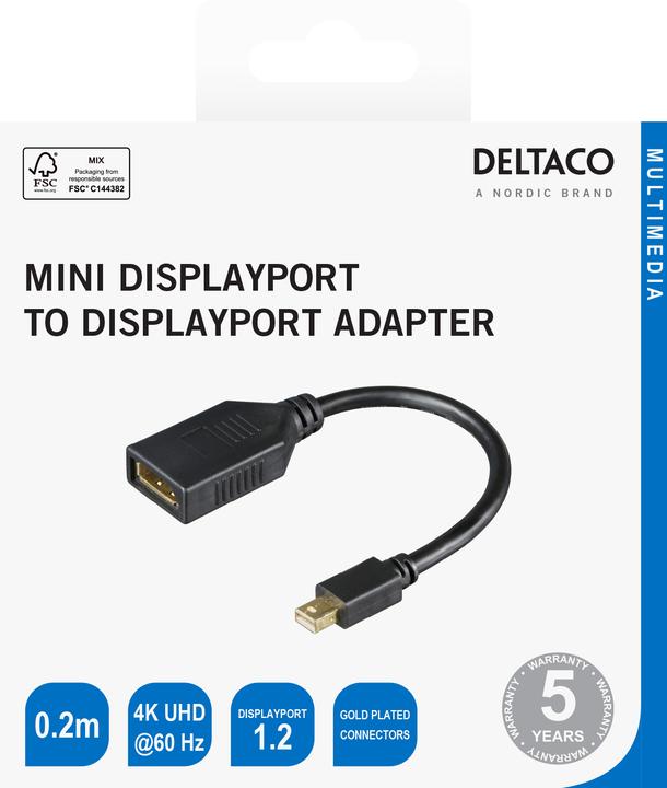 Produktbild Deltaco MiniDisplayPort - DisplayPort adapter, 0.2m