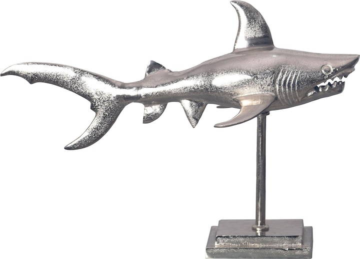 Produktbild FineBuy Deko Hai 70 cm Aluminium Wohndeko Design Dekoration Maritim Modern Alu