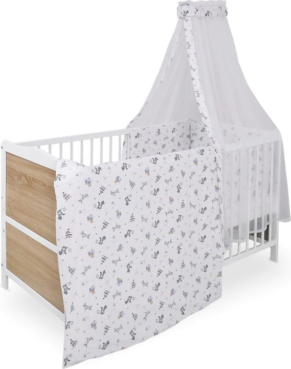 Produktbild jonka Gitterbetten Babybett-Komplett-Set Max inkl. Bettwäsche, Himmel (70 x 140 cm)