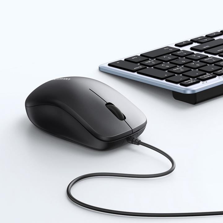 Actual product image Ugreen - Wired Mouse MU007 (90789) - USB, Ergonomic Design, Plug&Play, 1200DPI, 1.5m - Black (Cable)