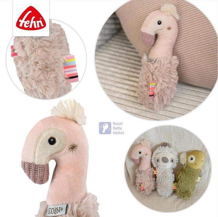 Productafbeelding Fehn Stabgreifling Flamingo, Material: Polyester, Plüsch, Alter
