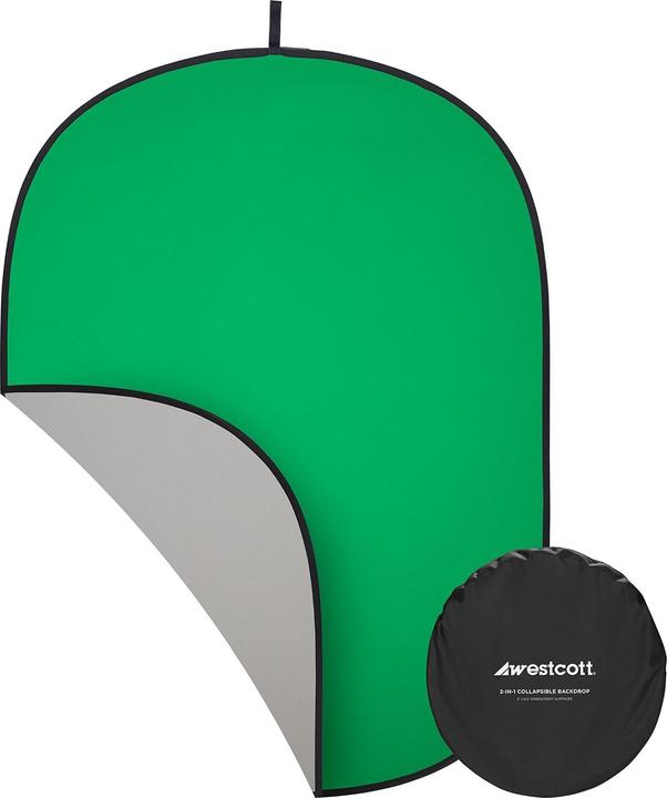 Immagine prodotto Westcott 2-in-1 schermo grigio e verde (5' x 6.5') fondale pieghevole (152.40 cm, 195.60 cm)