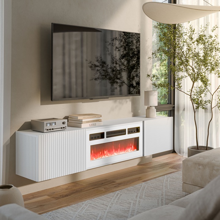 Actual product image Cama RTV ROTA 183x35x37 white matt + white mantelpiece (183 x 35 x 37 cm)
