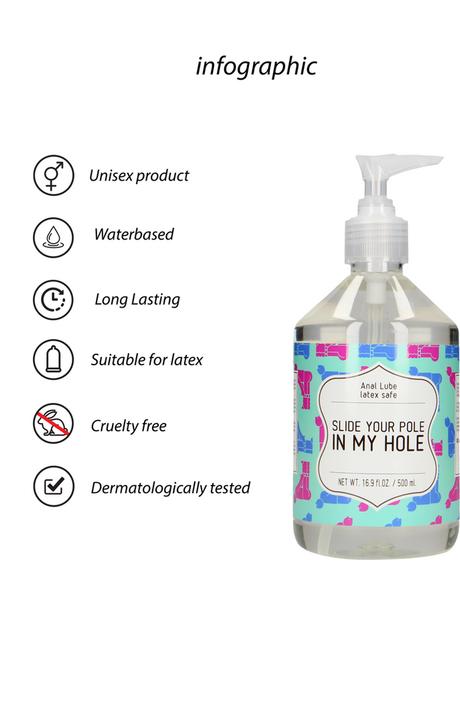Immagine prodotto Pharmquests Anal Lube - SLIDE YOUR POLE IN MY HOLE - 500 ml (500 ml)