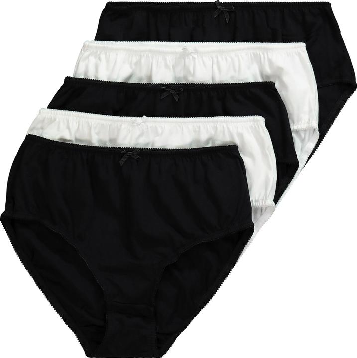 Ulla Popken 5 Pack of Stretch Cotton Panties - Black, White (54, 5-pack)