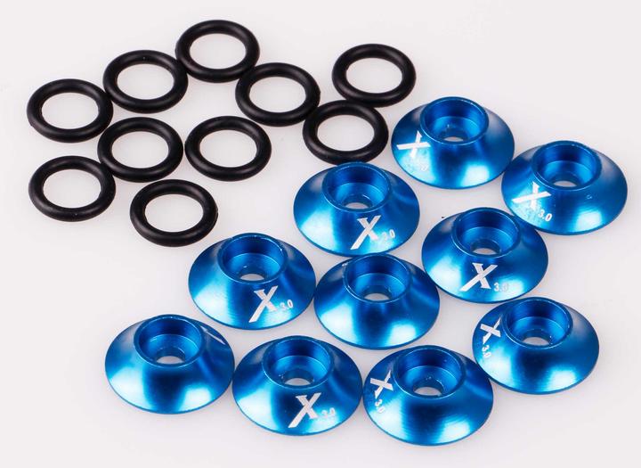 Immagine prodotto Kuza Rondelle in alluminio M3 con O-ring 10 pezzi. Anodizzato blu (M3)