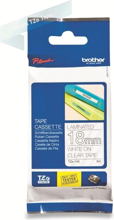 Actual product image Brother Tze-145 (1.80 cm, Transparent, White)