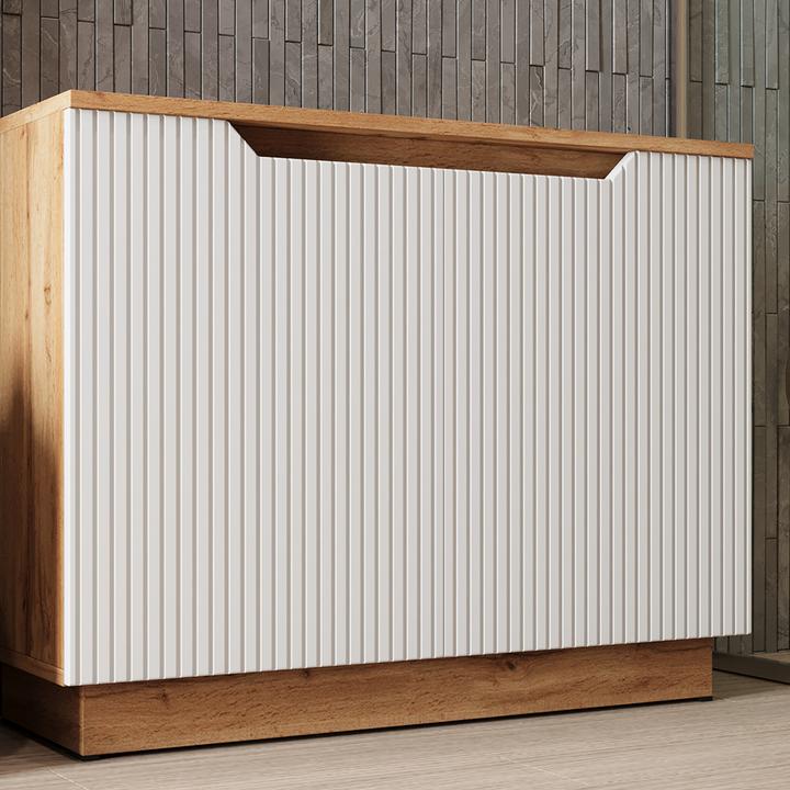 Actual product image Vicco Waschbeckenunterschrank Lotta, Eiche/weiss gestreift, 79.6 x 62.1 cm mit 2 Türen (79.60 x 32 x 62.10 cm)