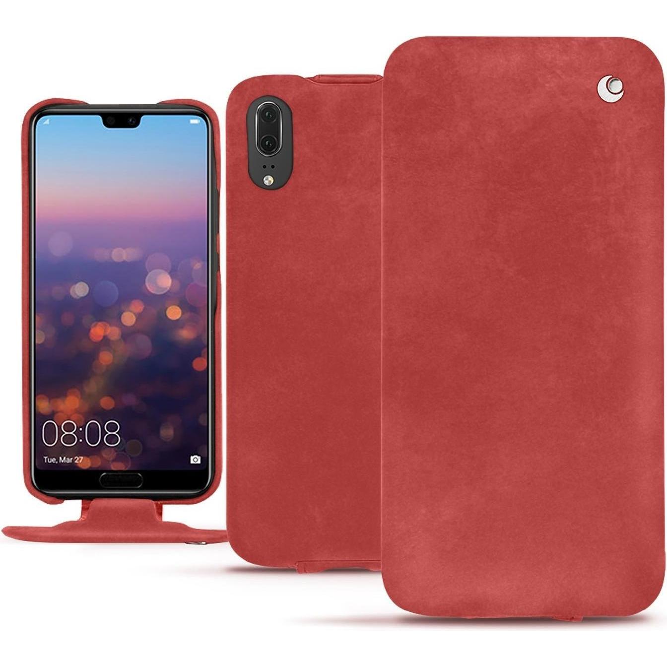 Noreve Lederschutzhülle vertikal (Huawei P20), Smartphone Hülle, Rot
