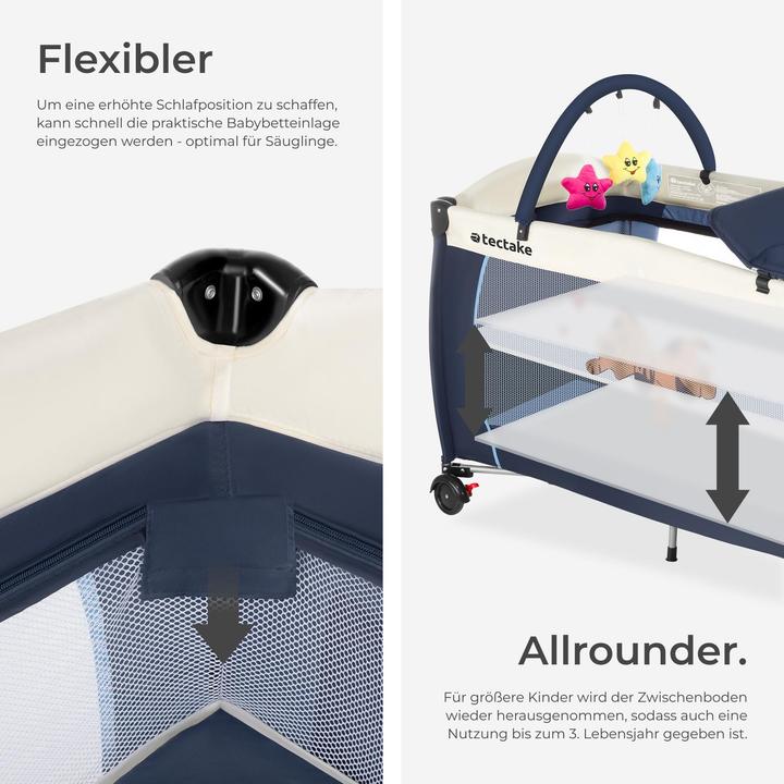 Produktbild tectake Kinderreisebett Hund mit Wickelauflage und Transporttasche (60 x 120 cm)