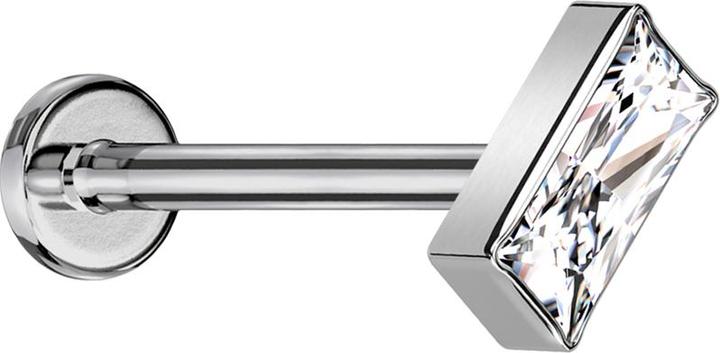 Image du produit Star Piercing Micro Threadless Labret argent rectangle argent cristal argent (sans laiton, Titane)