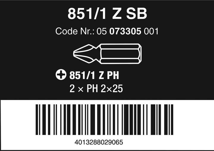 Produktbild Wera 851/1 Z PH 2 x 25 mm SB (Kreuz Phillips PH)