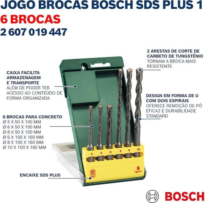 Produktbild Bosch Zubehör Hammerbohrer-Set SDS plus, 6-teilig (5 mm, 6 mm, 8 mm, 10 mm)