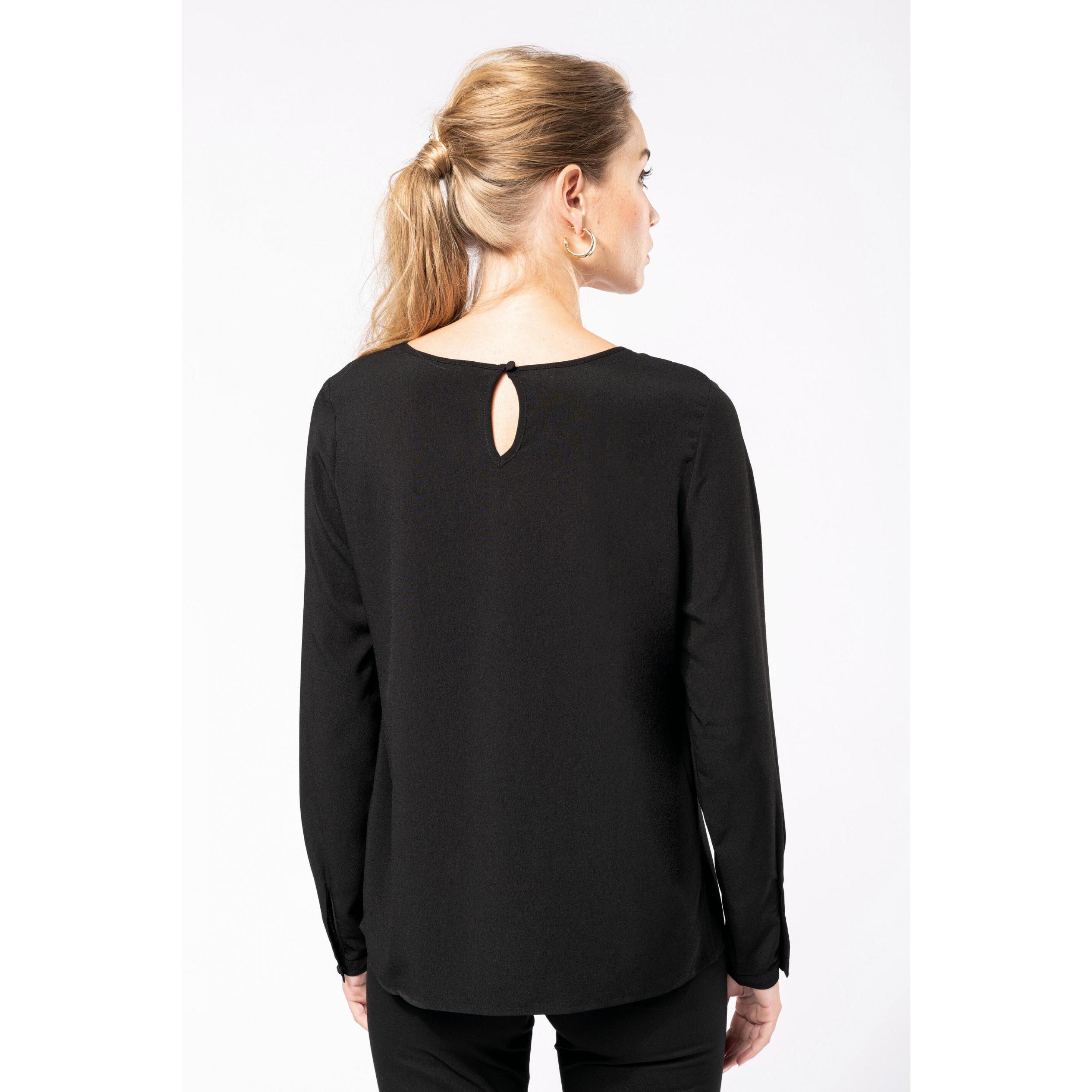 Thumbnail - Kariban, Damen, Bluse, Bluse, langarm, aus Krepp, Damen, Schwarz, (40)