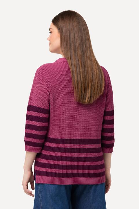 Produktbild Ulla Popken Pullover, Streifen, Boxy, Rundhals, 3/4-Arm (56)