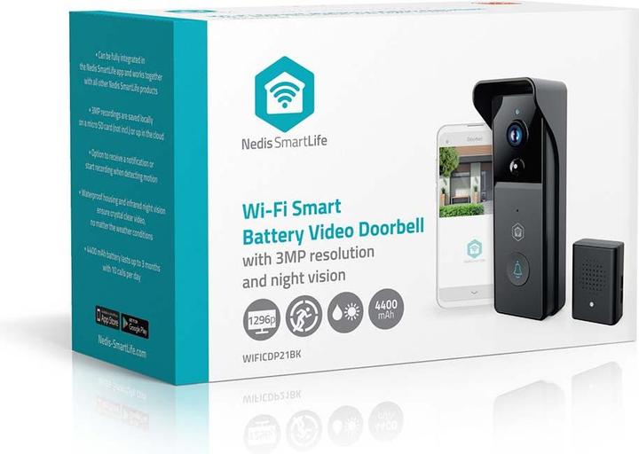 Actual product image Nedis SmartLife Video-Türsprechanlage | Batteriebetrieben | 3MP Full HD 1296p | Cloud Storage (optio (Wireless)