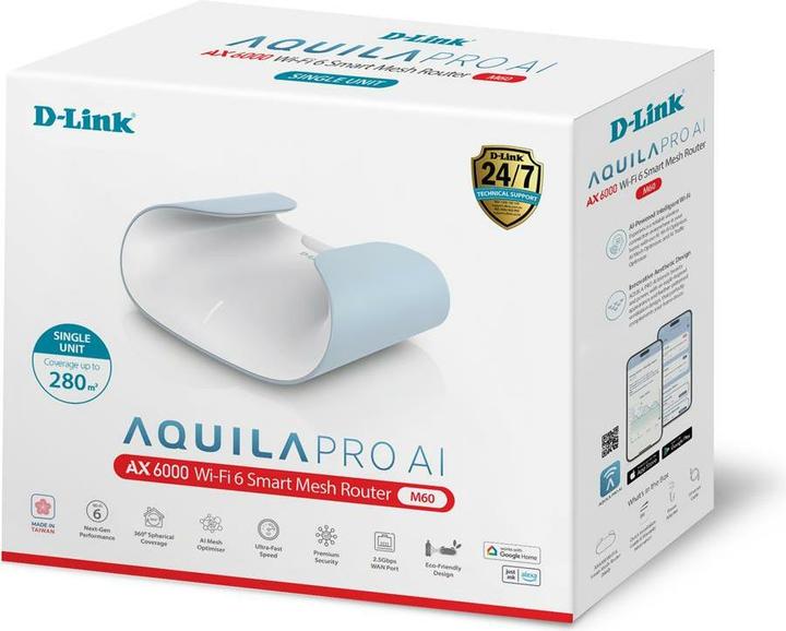 Immagine prodotto D-Link M60, Bianco, Interno, Router Mesh, Omnidirezionale, 280 m², 0 - 40 °C