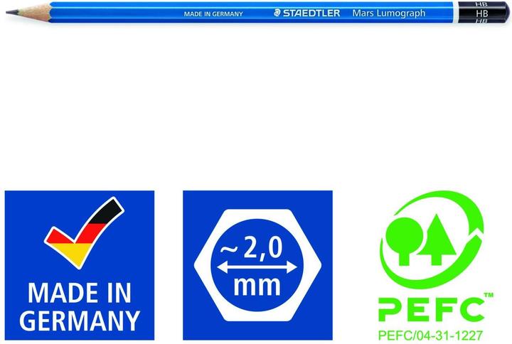 Actual product image Staedtler Mars Lumograph 100 drawing pencils (2 mm, M, 24 x)