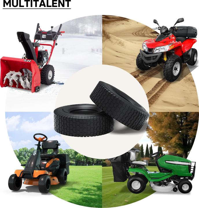 Produktbild Wiltec Reifen für den Aufsitzmäher 16x6.50-8 4pr mit Schlauch Winkelventil Komplettrad (Rasentraktor, Traktorzubehör)