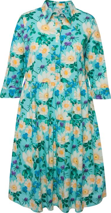 Image du produit Ulla Popken Robe chemisier, fleurs, coupe évasée, manches 3/4 (50, 52)