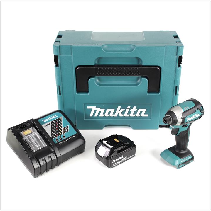 Productafbeelding Makita DTD 153 RM1J 18 V Batterijloze Slagmoersleutel in Makpac + 1x BL 1840 B 4,0 Ah Li-Ion Batterij