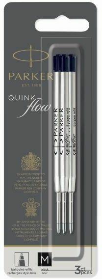 Produktbild Parker Pen Kugelschreiber-Grossraummine QUINKflow, 3er Blister schwarz, Strichstärke: M, kurze Trocknungszeit (3x)