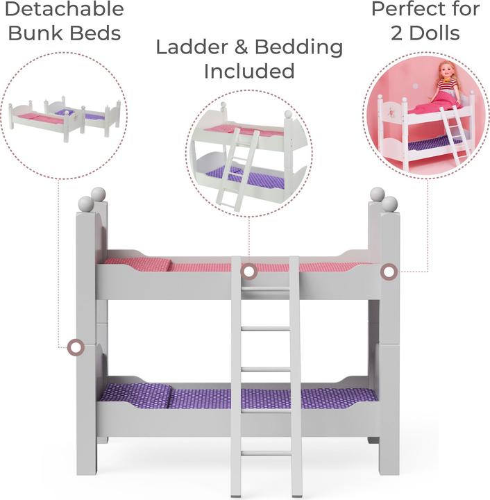Produktbild Teamson Etagenbett Puppenbett aus Holz Puppenzubehr Puppen-Mbel Olivias World TD-0095A